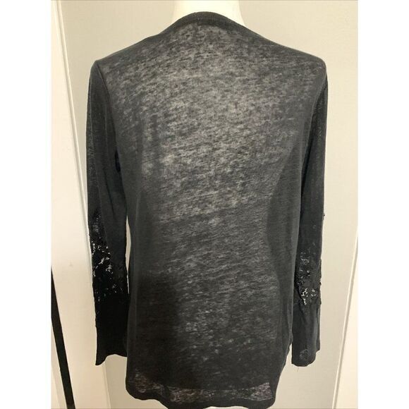 Zara WB Collection Womens Solid Black Long Sleeve Lace Sweater Top Small - Picture 4 of 5